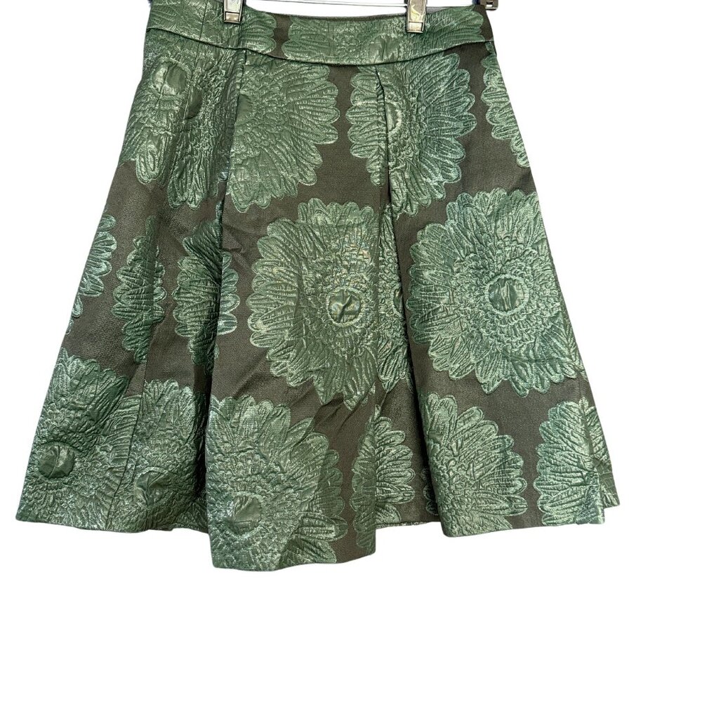 Trina Turk Black with Green Flowers Skirt